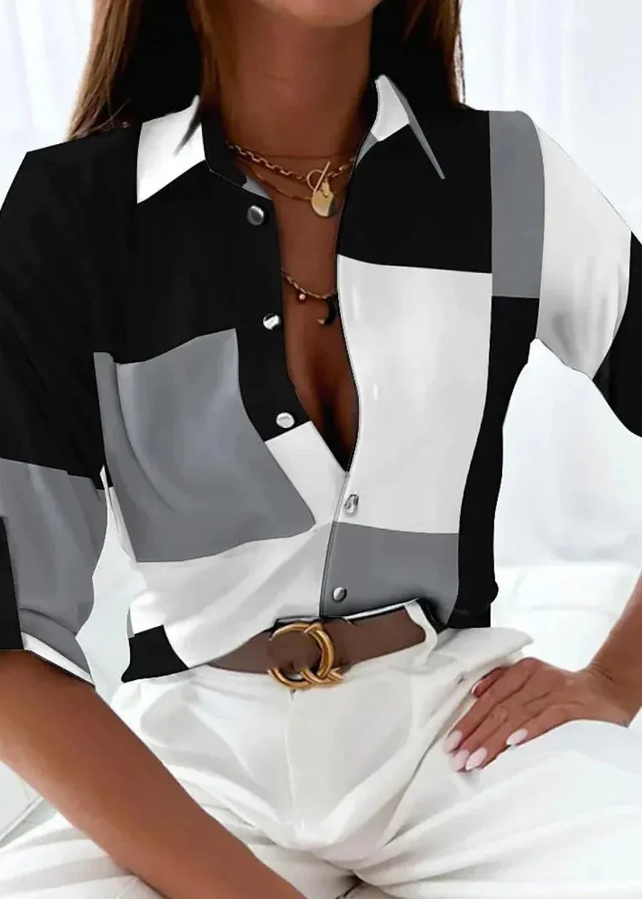 Claudia Pemberton | Geometric Colour Block Long Sleeve Shirt For Women
