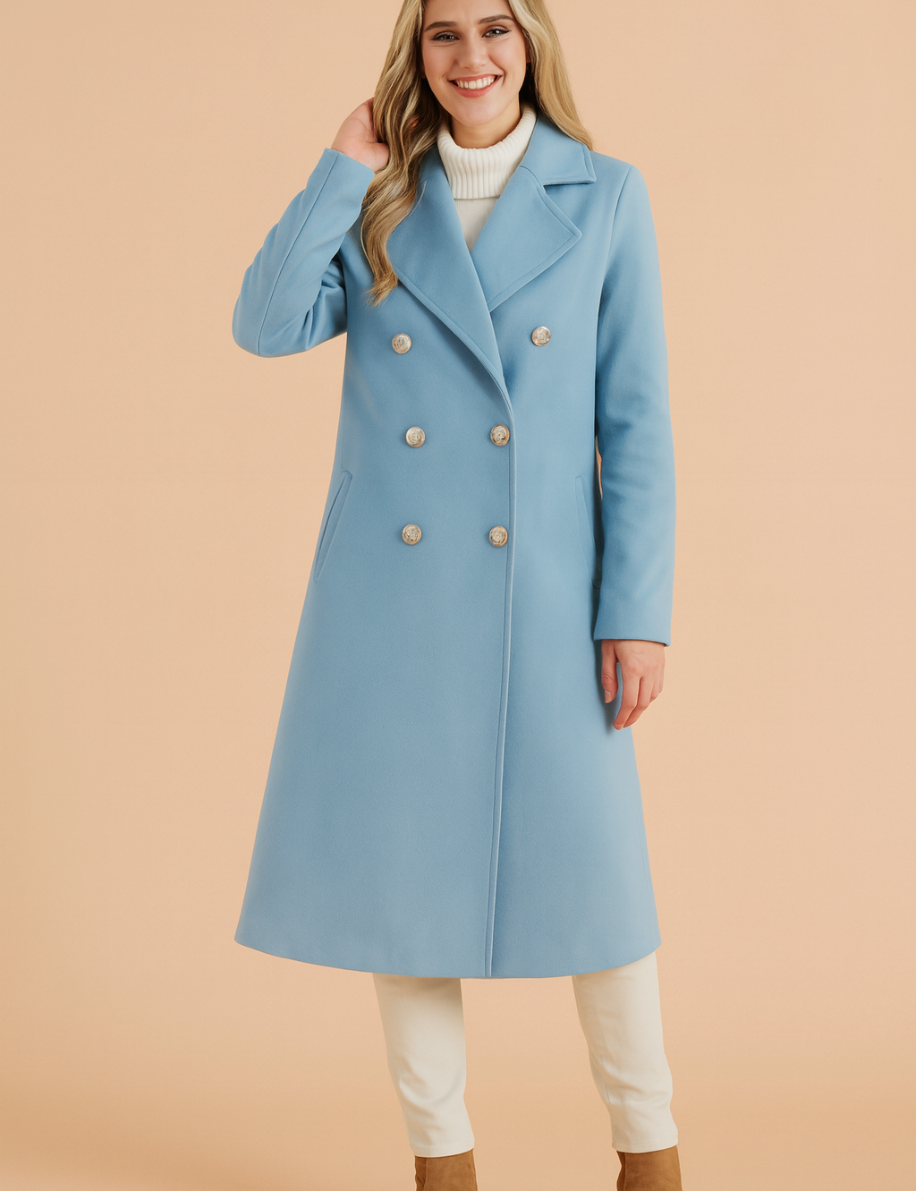 Minerva Ashcombe | Double-Breasted Wool-Blend Overcoat For Women
