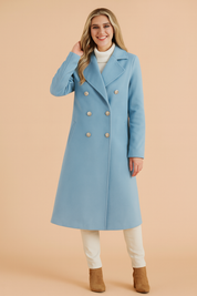 Minerva Ashcombe | Double-Breasted Wool-Blend Overcoat For Women