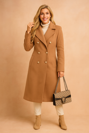 Minerva Ashcombe | Double-Breasted Wool-Blend Overcoat For Women