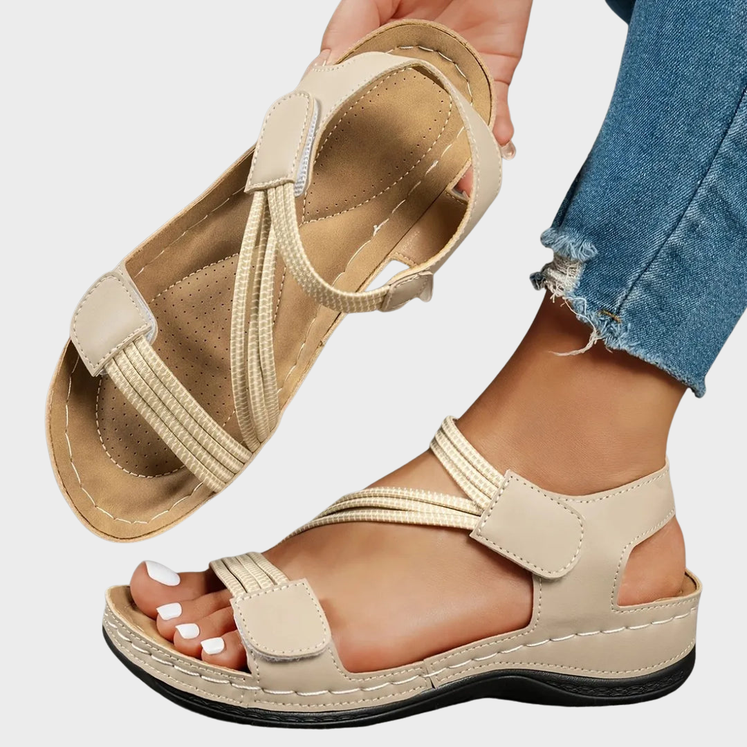 Marcella Dunvore | Elastic Strap Flat Sandals For Women