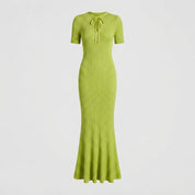 Vivienne Ashcombe | Green Knitted Maxi Races Dress For Women