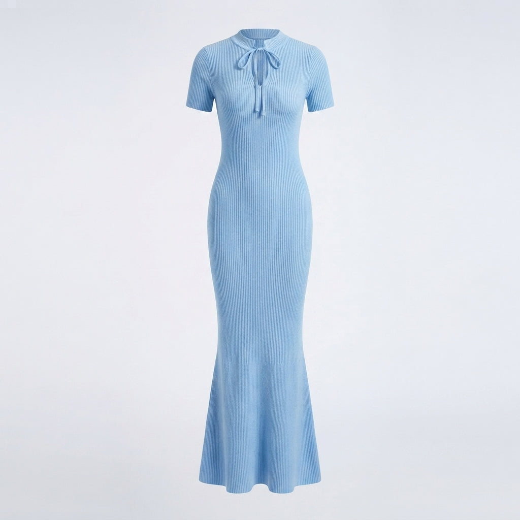 Vivienne Ashcombe | Green Knitted Maxi Races Dress For Women