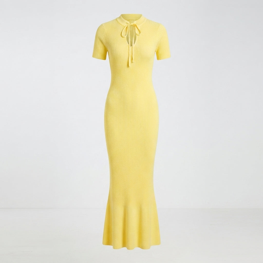 Vivienne Ashcombe | Green Knitted Maxi Races Dress For Women