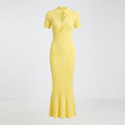 Vivienne Ashcombe | Green Knitted Maxi Races Dress For Women