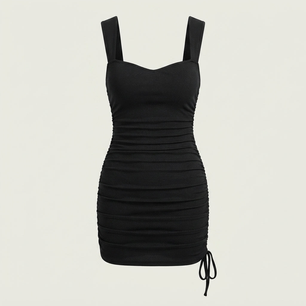 Marisol Ainsworth | Ruched Black Mini Party Dress For Women