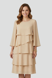 Isabelle Fontaine | Long Sleeve Tiered Midi Dress For Women