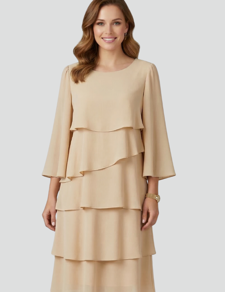 Isabelle Fontaine | Long Sleeve Tiered Midi Dress For Women