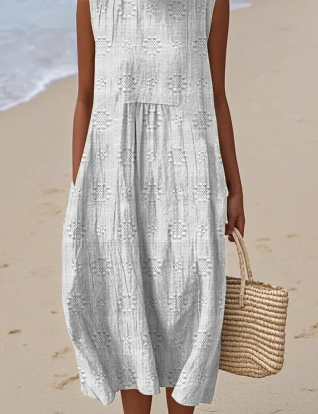 Anneliese Drummond | Embroidered Sleeveless Midi Dress For Women