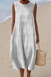 Anneliese Drummond | Embroidered Sleeveless Midi Dress For Women