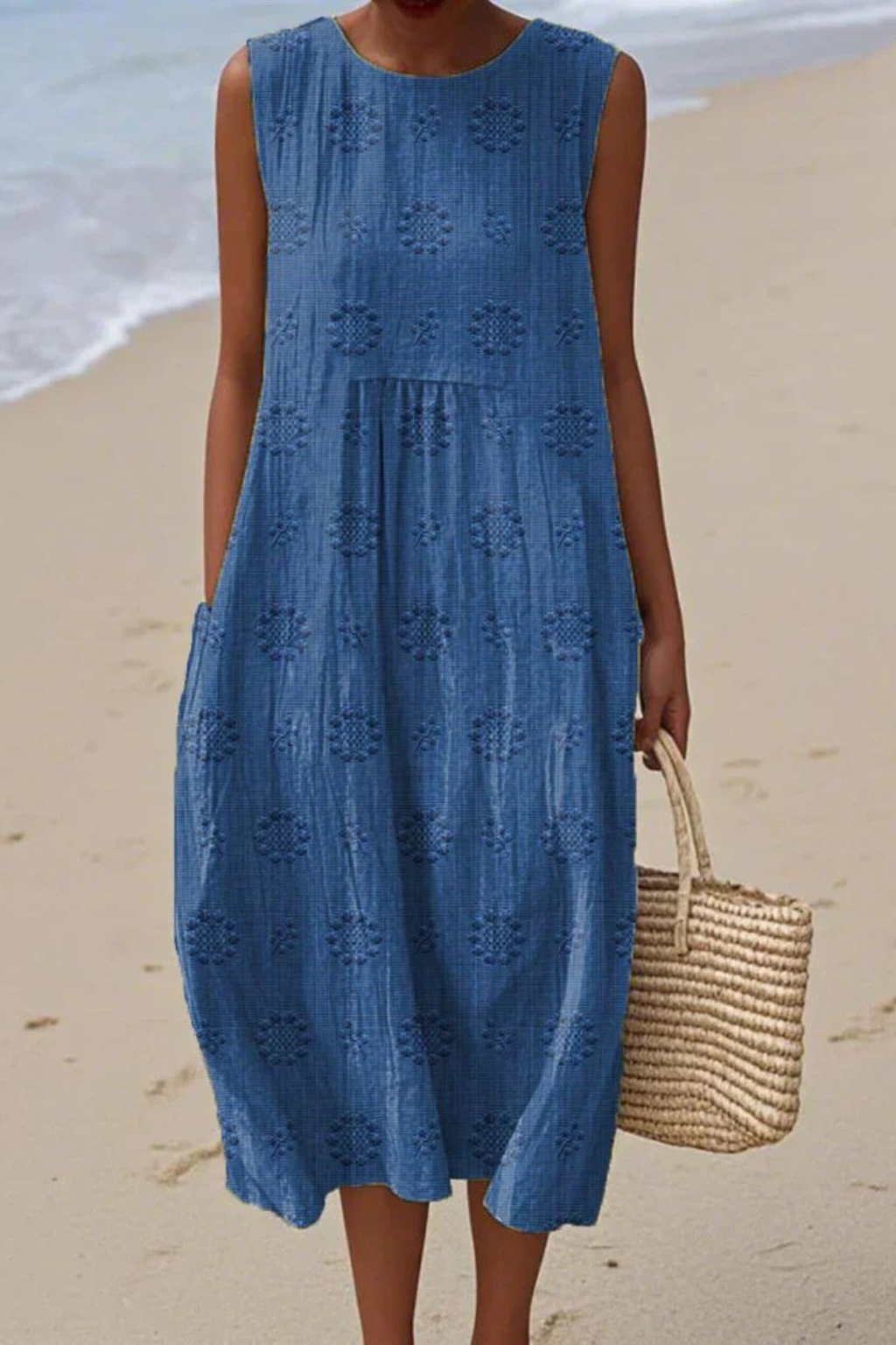 Anneliese Drummond | Embroidered Sleeveless Midi Dress For Women