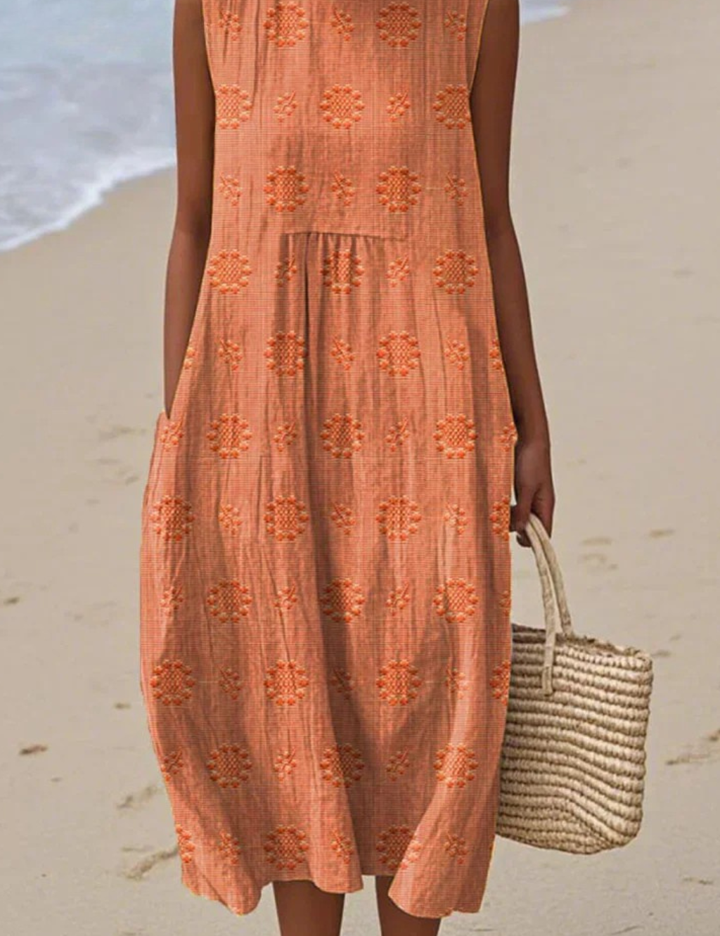 Anneliese Drummond | Embroidered Sleeveless Midi Dress For Women