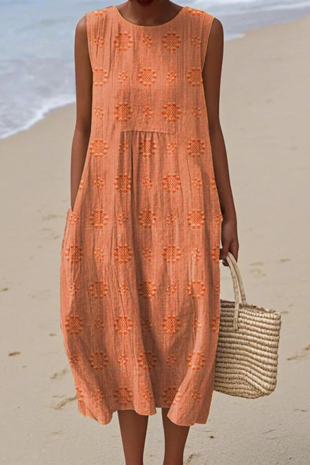 Anneliese Drummond | Embroidered Sleeveless Midi Dress For Women