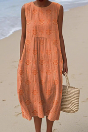 Anneliese Drummond | Embroidered Sleeveless Midi Dress For Women