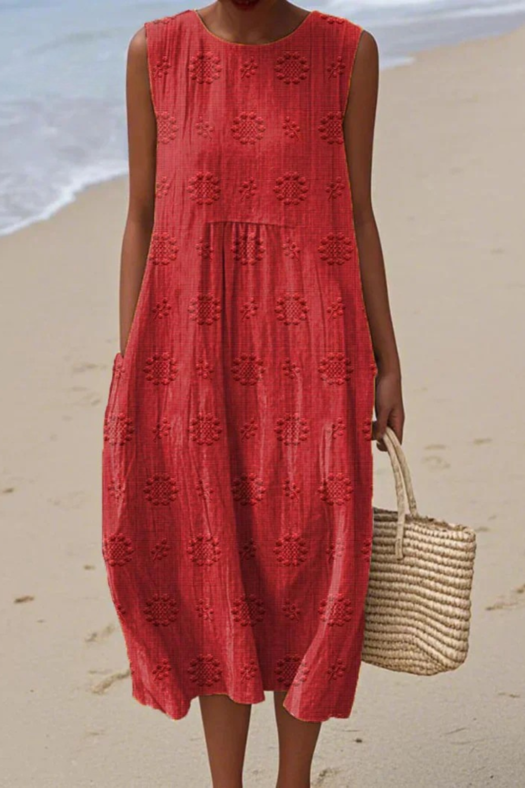 Anneliese Drummond | Embroidered Sleeveless Midi Dress For Women