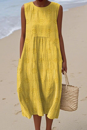 Anneliese Drummond | Embroidered Sleeveless Midi Dress For Women