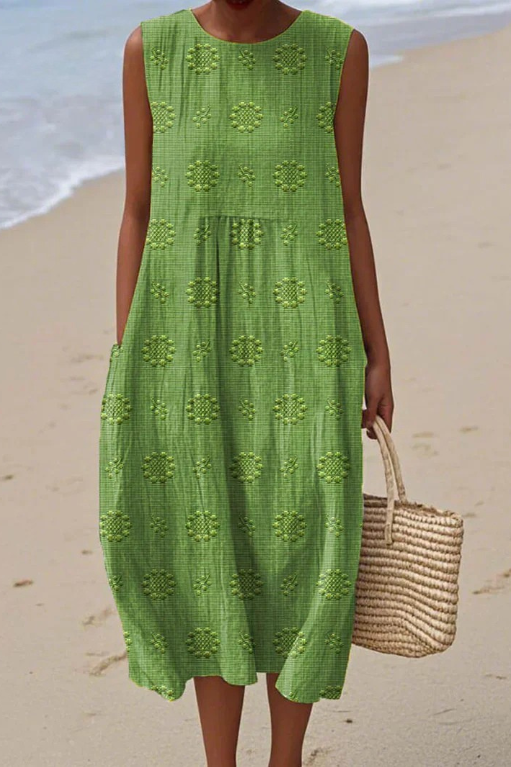 Anneliese Drummond | Embroidered Sleeveless Midi Dress For Women