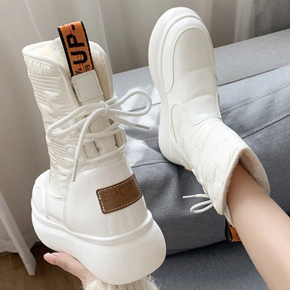 Marguerite Foxwell | White Platform Snow Boots For Women