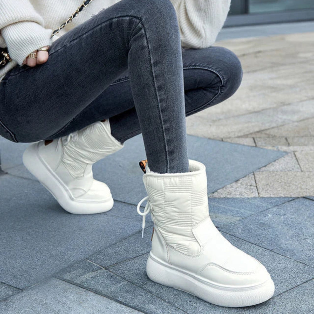 Marguerite Foxwell | White Platform Snow Boots For Women