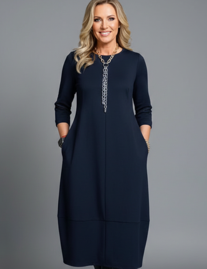 Theodora Blanchet | Relaxed Midi Dress with Pockets For Women