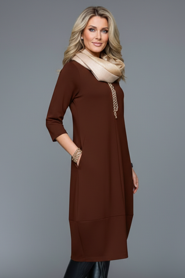 Theodora Blanchet | Relaxed Midi Dress with Pockets For Women
