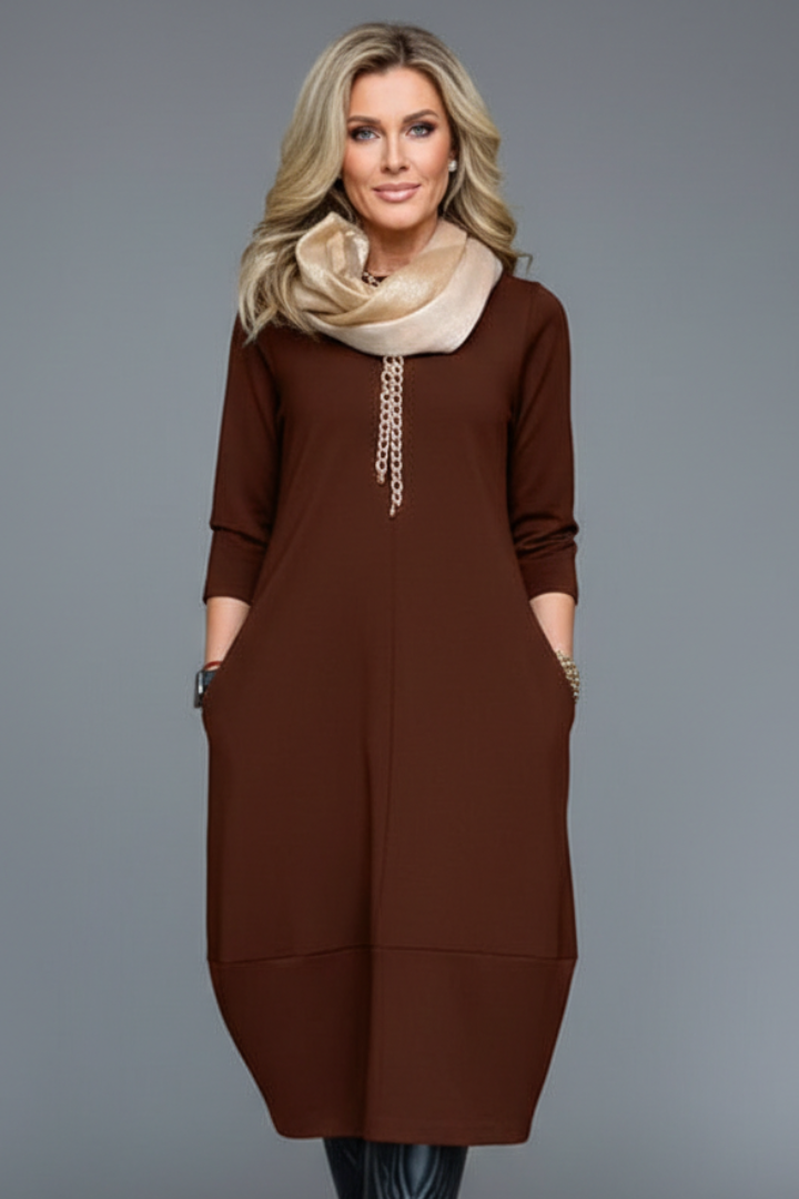 Theodora Blanchet | Relaxed Midi Dress with Pockets For Women