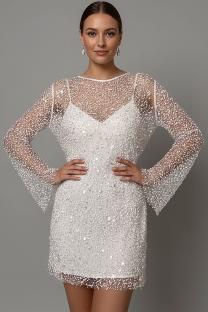 Seraphine Aldwell | Long Sleeve Sequin Mini Dress For Women