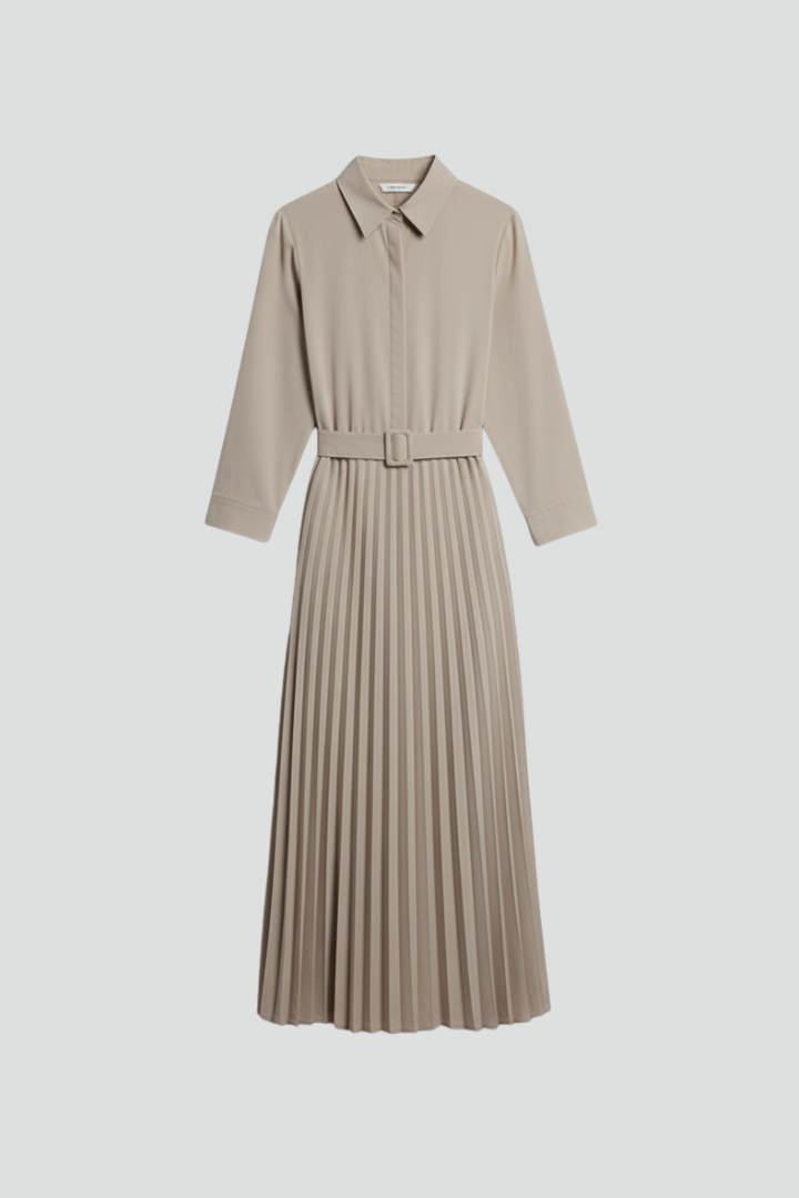 Claudette Moreau | Belted Pleated Midi Dress For Women