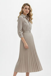 Claudette Moreau | Belted Pleated Midi Dress For Women
