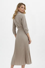Claudette Moreau | Belted Pleated Midi Dress For Women