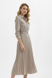 Claudette Moreau | Belted Pleated Midi Dress For Women