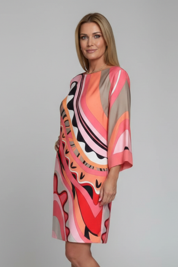 Charlotte Waverly | Abstract Print Midi Dress For Women