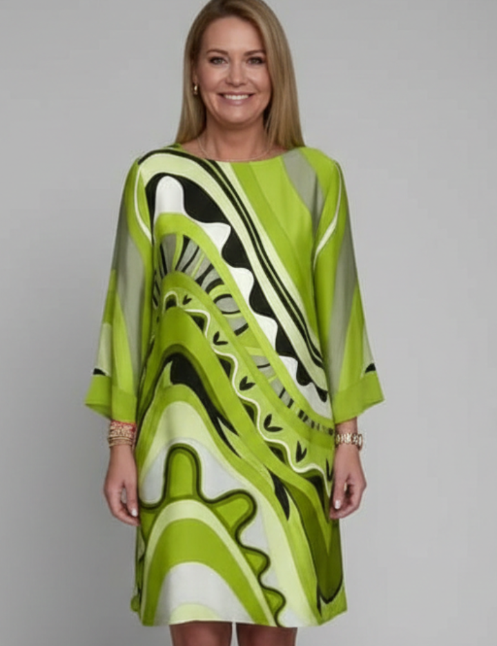 Charlotte Waverly | Abstract Print Midi Dress For Women