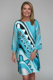 Charlotte Waverly | Abstract Print Midi Dress For Women