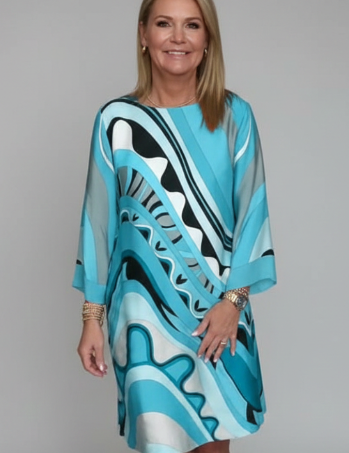 Charlotte Waverly | Abstract Print Midi Dress For Women