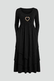 Natalie Thornton | Long Sleeve Midi Dress with Heart Detail For Women