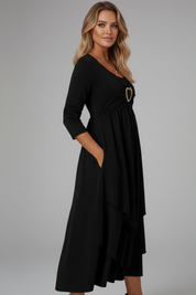 Natalie Thornton | Long Sleeve Midi Dress with Heart Detail For Women