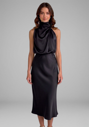 Isabeau Montclair | Satin Halter Maxi Dress For Women