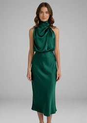Isabeau Montclair | Satin Halter Maxi Dress For Women