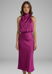 Isabeau Montclair | Satin Halter Maxi Dress For Women