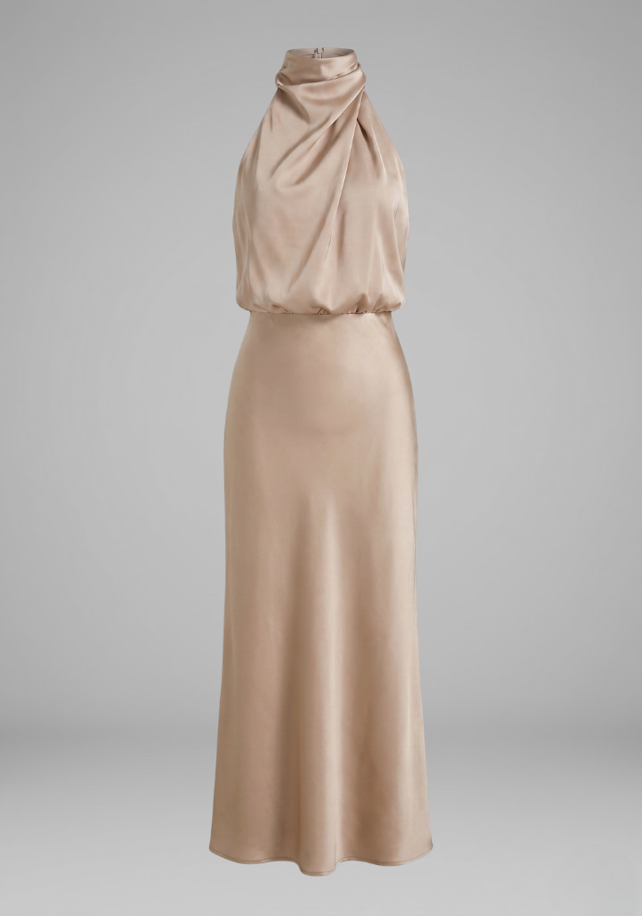 Isabeau Montclair | Satin Halter Maxi Dress For Women