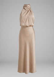 Isabeau Montclair | Satin Halter Maxi Dress For Women