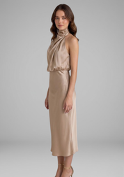 Isabeau Montclair | Satin Halter Maxi Dress For Women