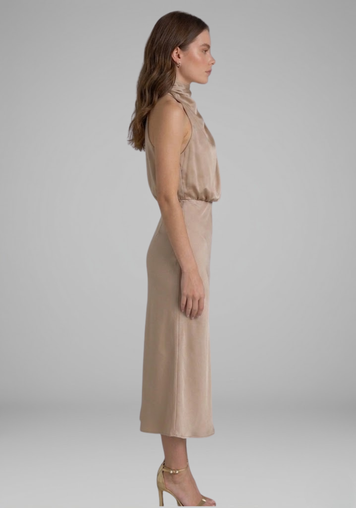 Isabeau Montclair | Satin Halter Maxi Dress For Women