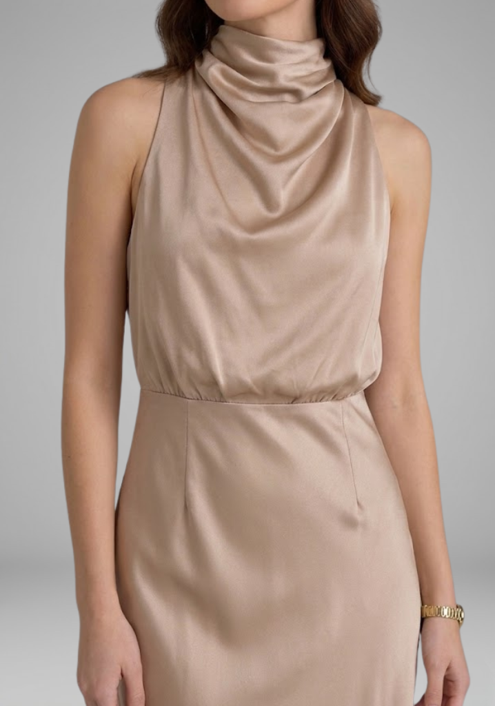 Isabeau Montclair | Satin Halter Maxi Dress For Women