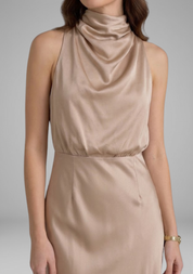 Isabeau Montclair | Satin Halter Maxi Dress For Women