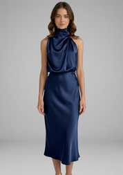 Isabeau Montclair | Satin Halter Maxi Dress For Women