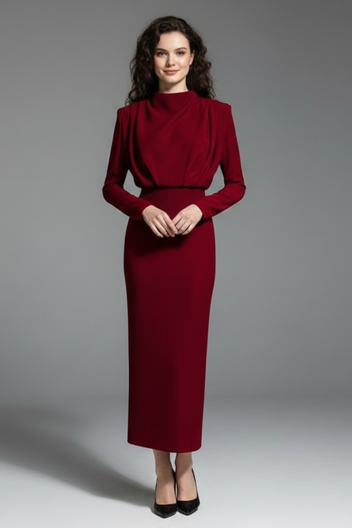 Evangeline Crestmore | Long Sleeve Midi Dress For Women