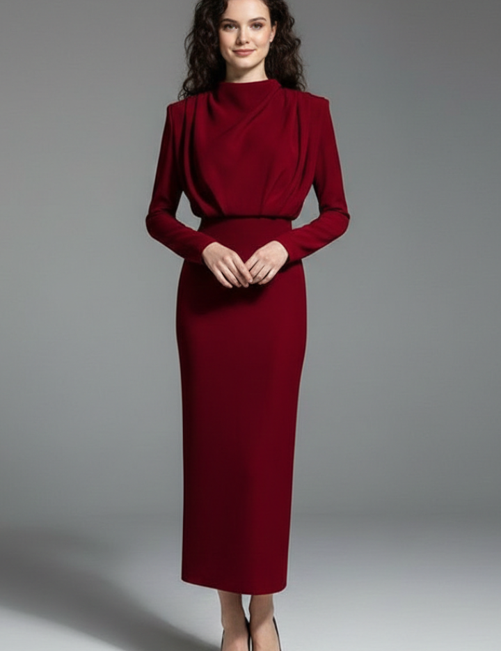 Evangeline Crestmore | Long Sleeve Midi Dress For Women