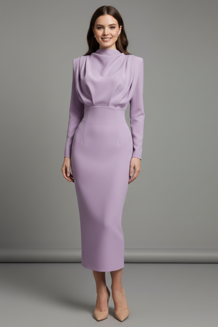 Evangeline Crestmore | Long Sleeve Midi Dress For Women